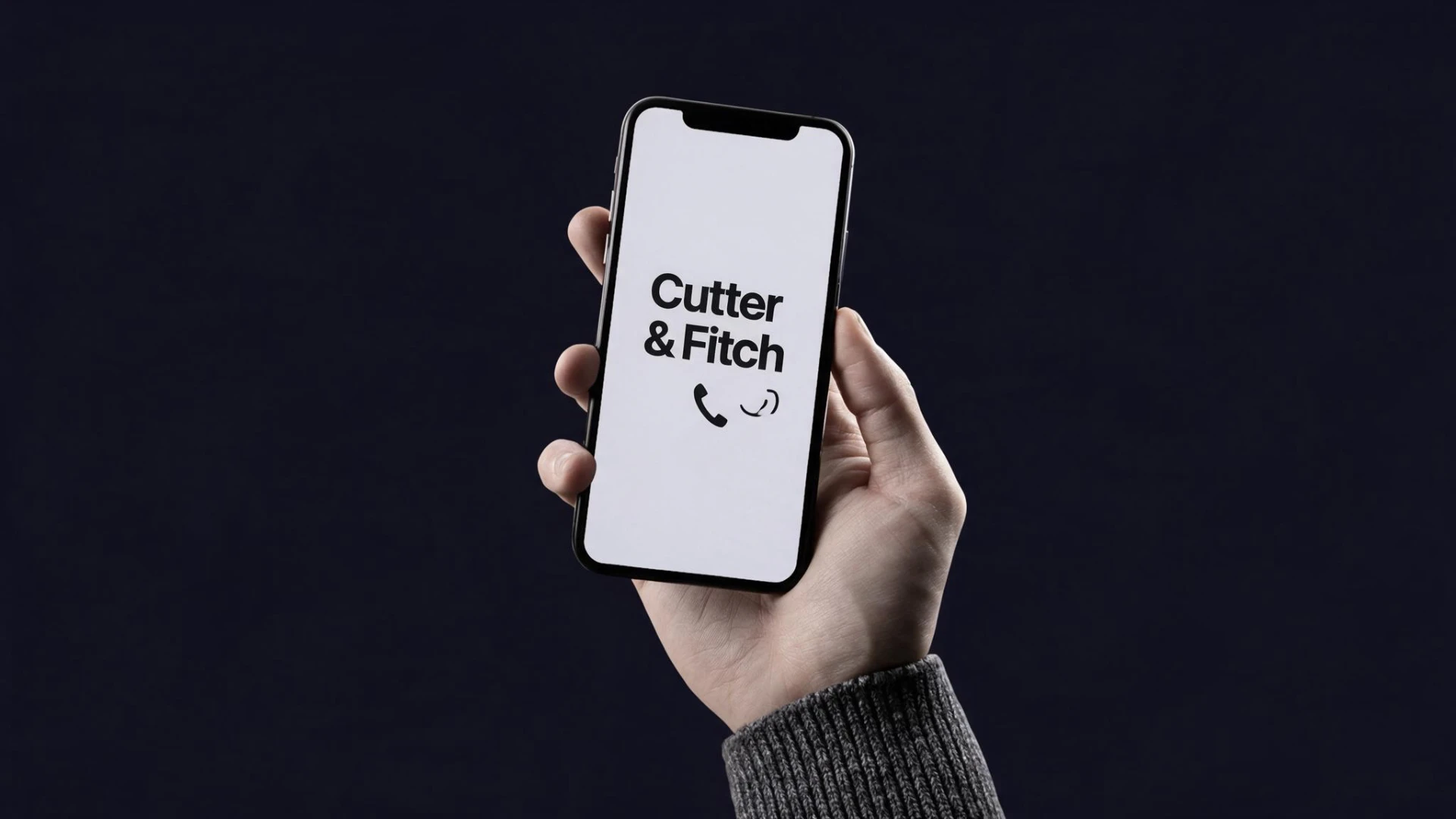 Cutter & Fitch phone mockup showing contact options