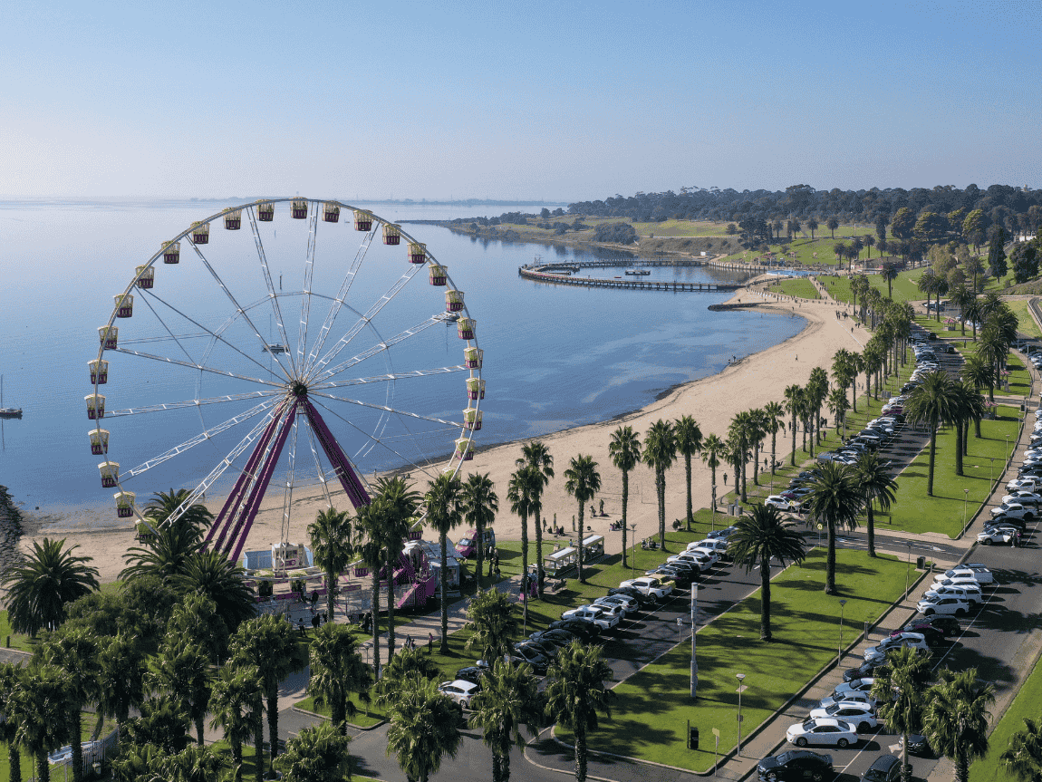 Geelong waterfront and Eastern Beach ferris wheel